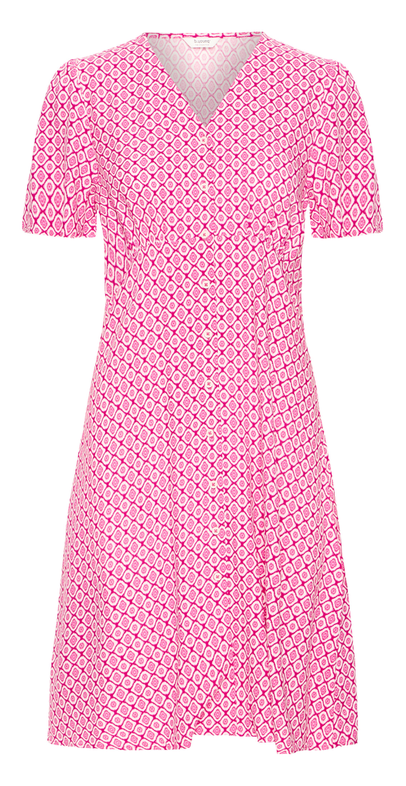 Joella kort kjole med v-hals raspberry rose medallion B.young