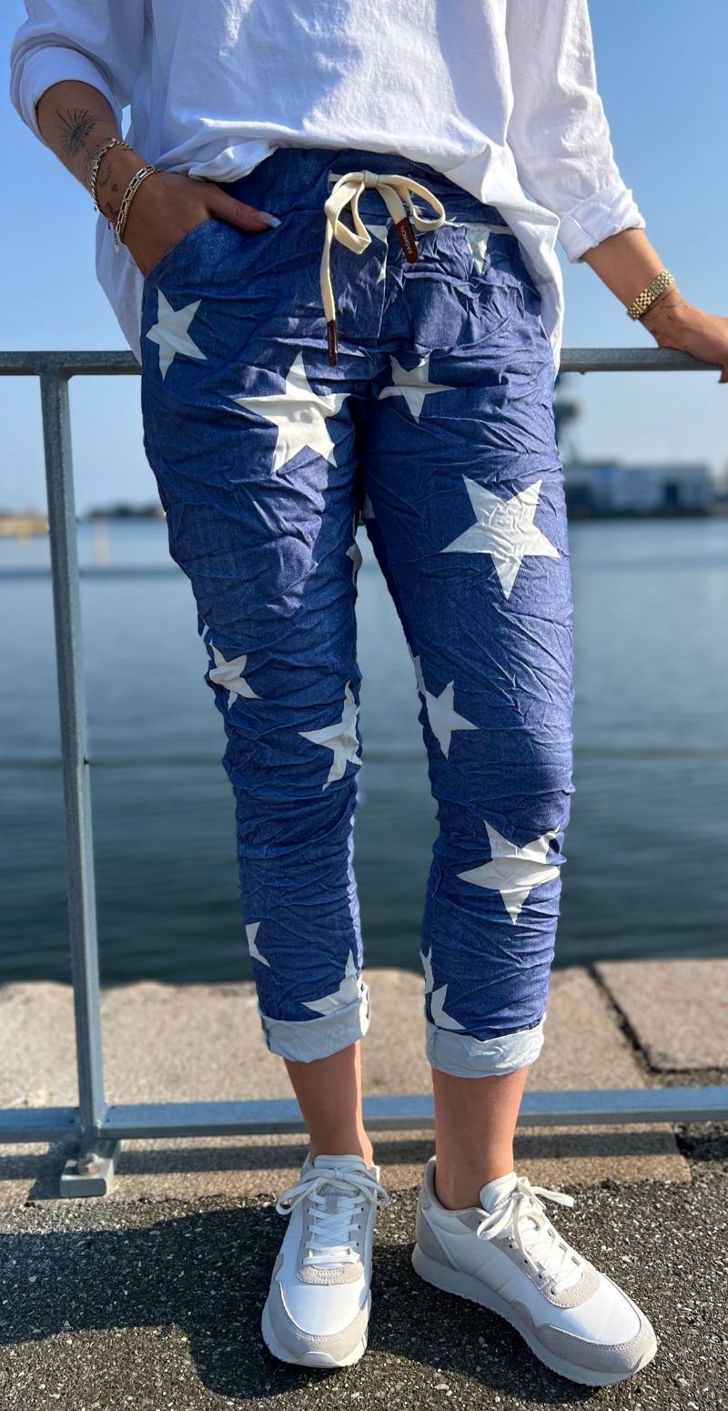 Wendy denimbukser med stjerner dark denim LikeLondon