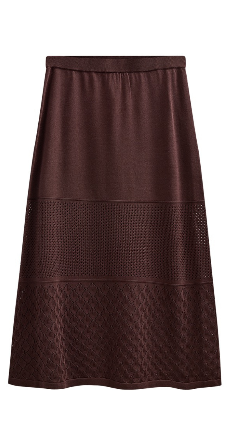 Lucky nederdel med hulmønster coffee bean Freequent