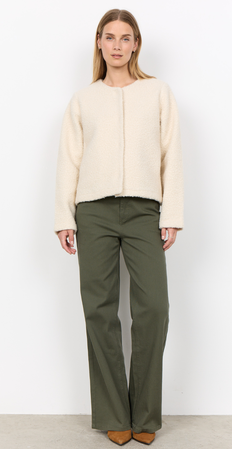 Grith jakke i teddy-look creme LikeLondon