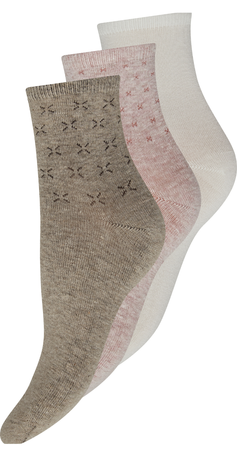 3-pak farvede bambusstrømper med detaljer Decoy