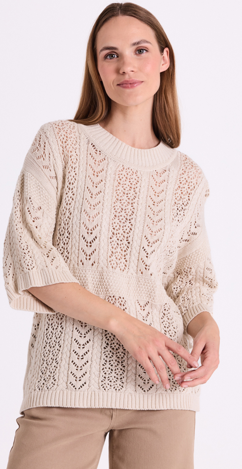 Arwen pullover med hulmønster moonbeam Freequent