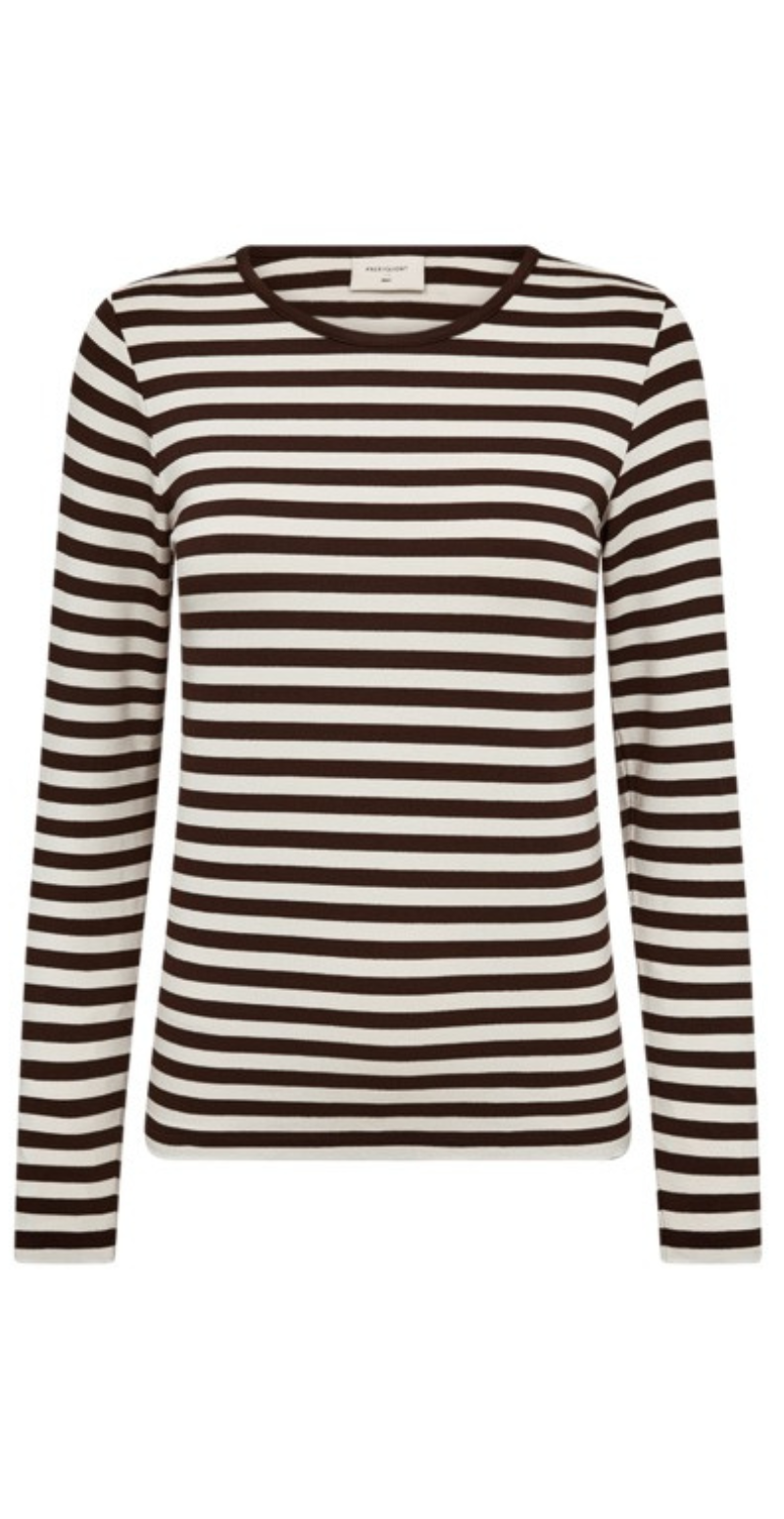 Liana bluse coffee w. star off-white Freequent