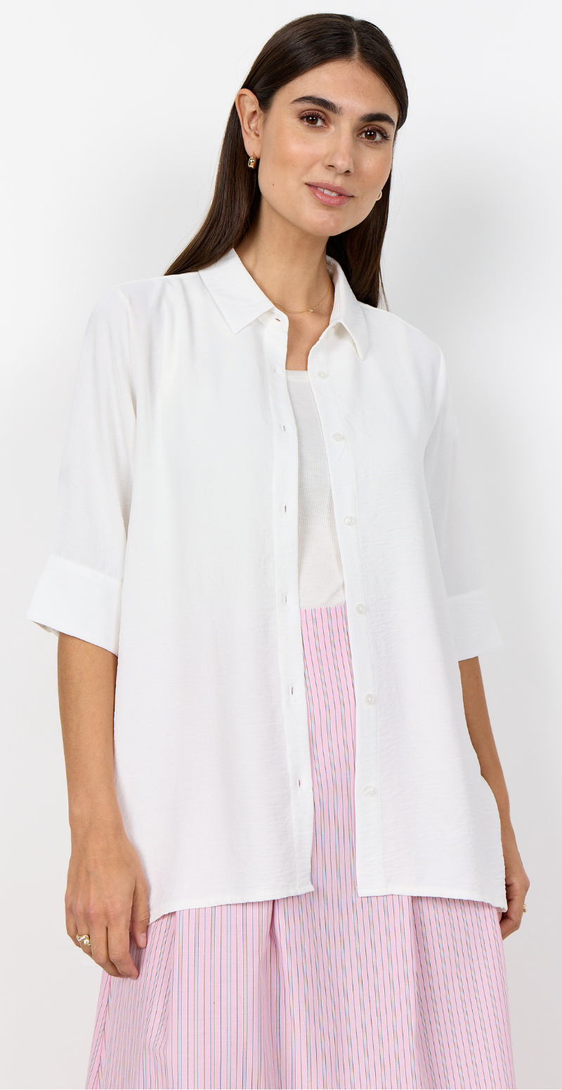 Carrie skjortebluse med længde bagtil hvid LikeLondon