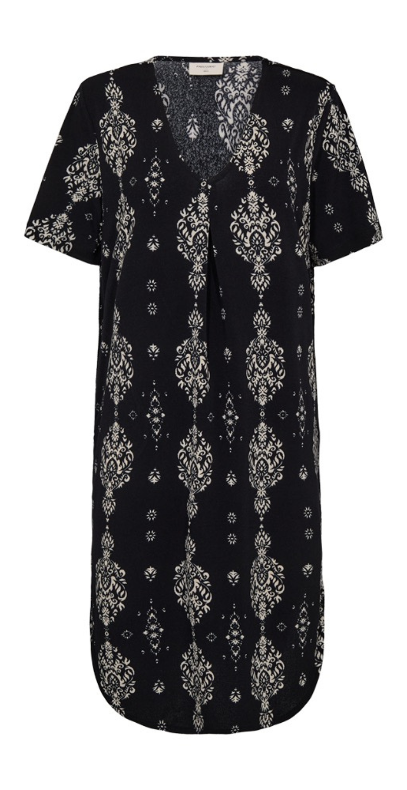 Floi kjole med paisley og lommer black w. star off-white Freequent
