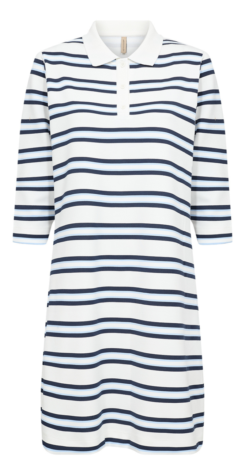 Barni kjole med striber og krave navy w. off-white LikeLondon