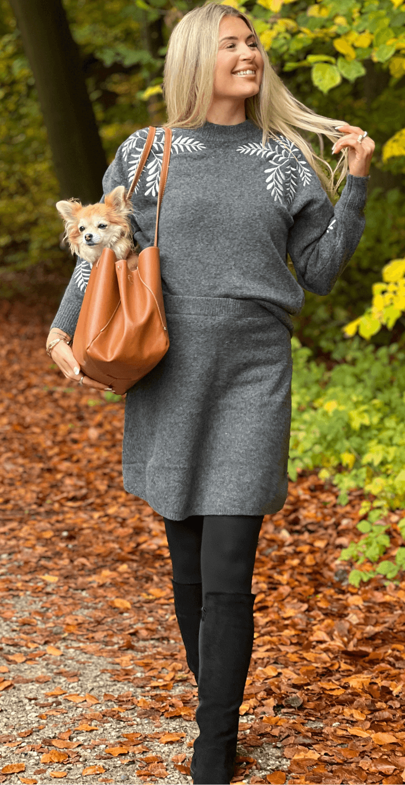 Magge strik dark grey melange