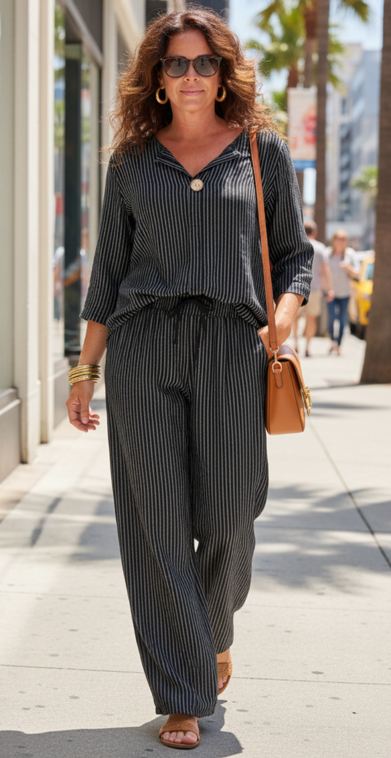 Elise stribet buks sort Likelondon