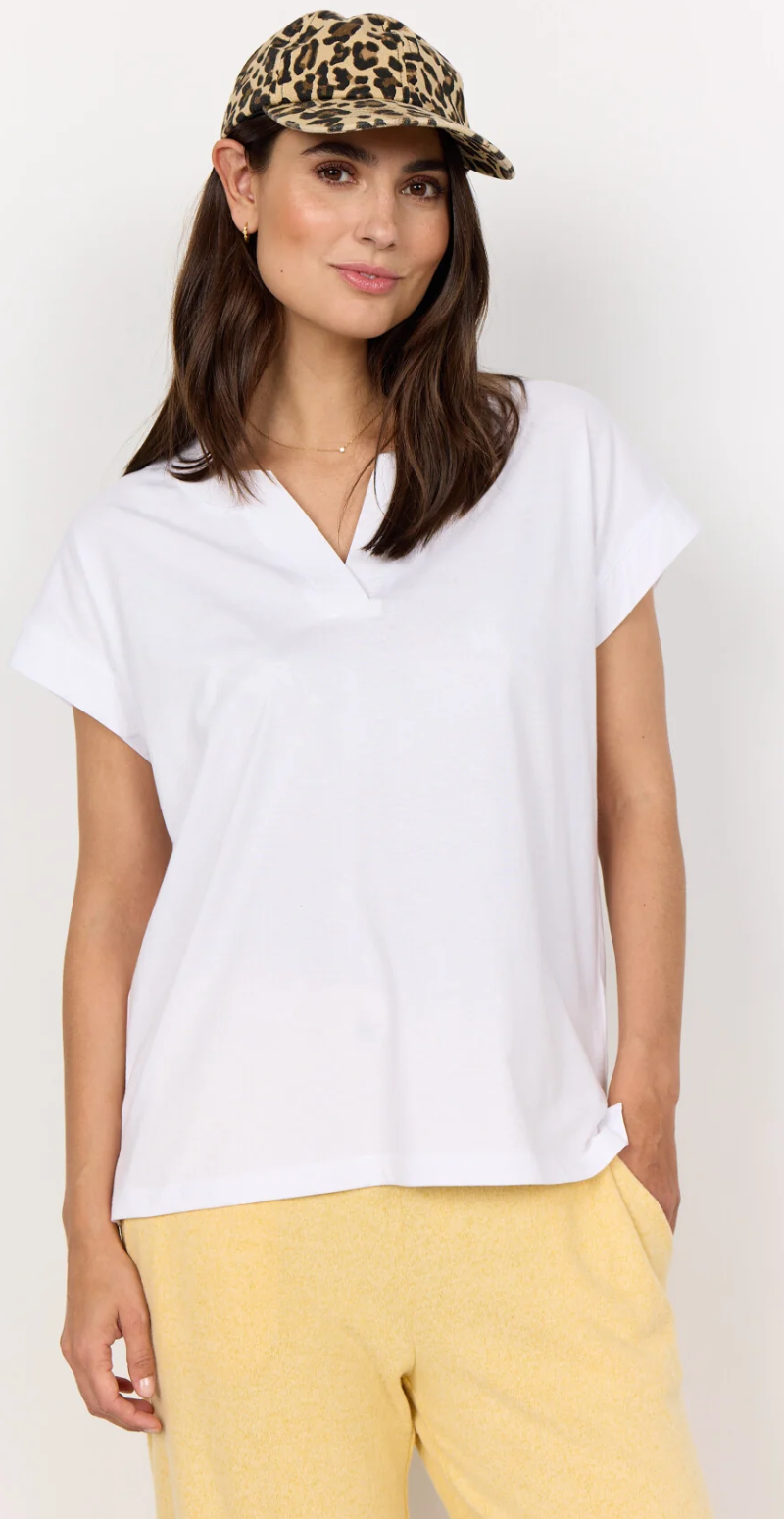 Derby t-shirt med v-hals hvid