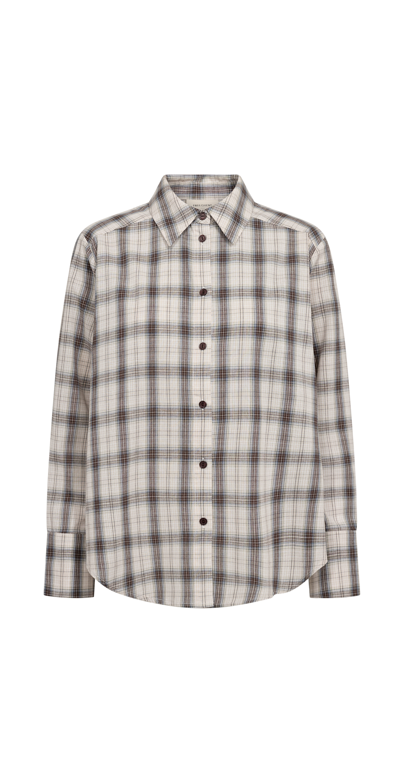 Nerissa skjorte med tern og lange ærmer moonbeam w. chambray blue Freequent