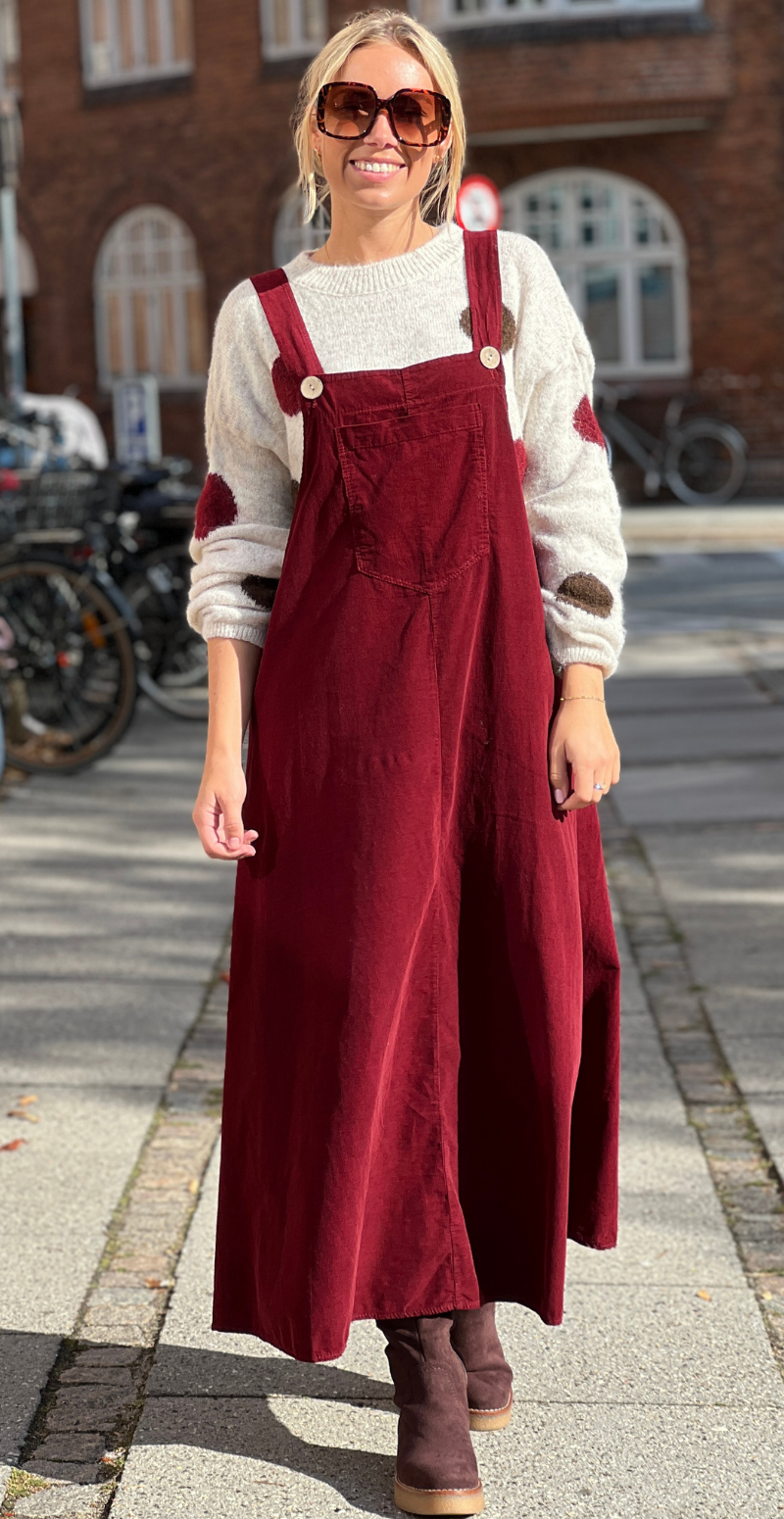 Forudbestil uge 40 Camelia spencer i fløjl med lomme og træknapper bordeaux LikeLondon