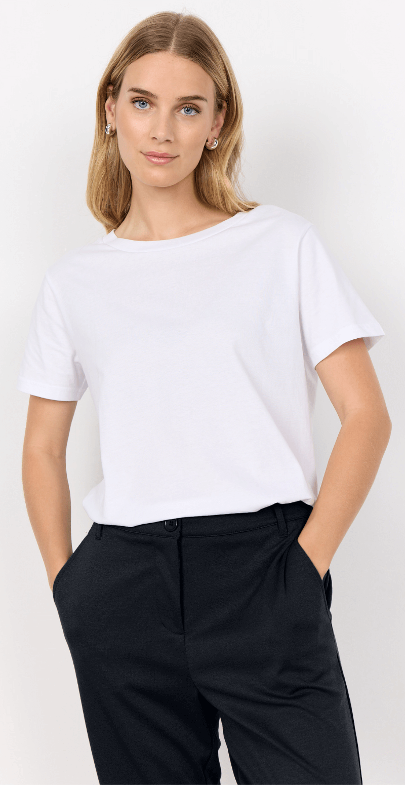 Derby t-shirt med rund hals hvid
