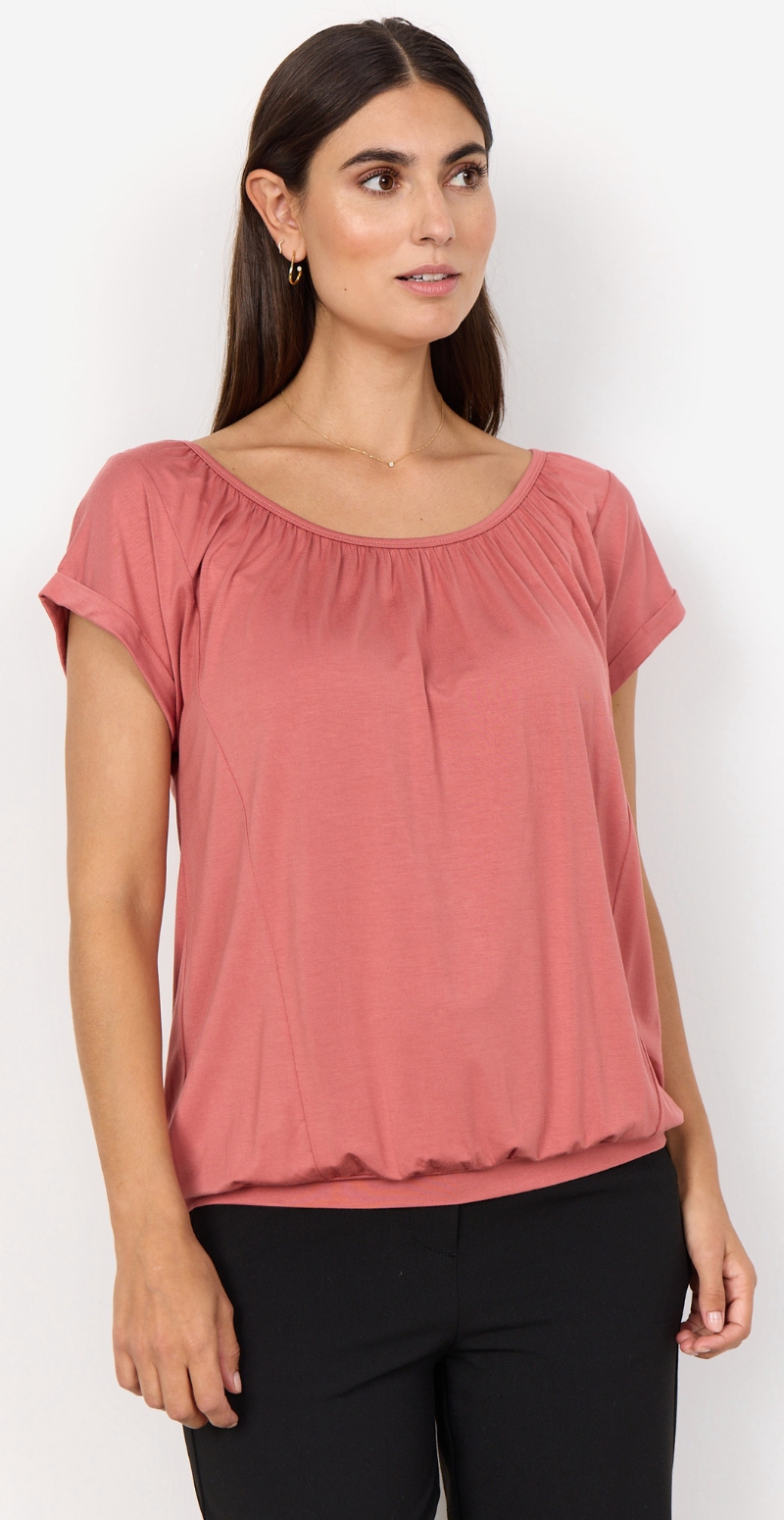 Sophia bluse med rund hals blush