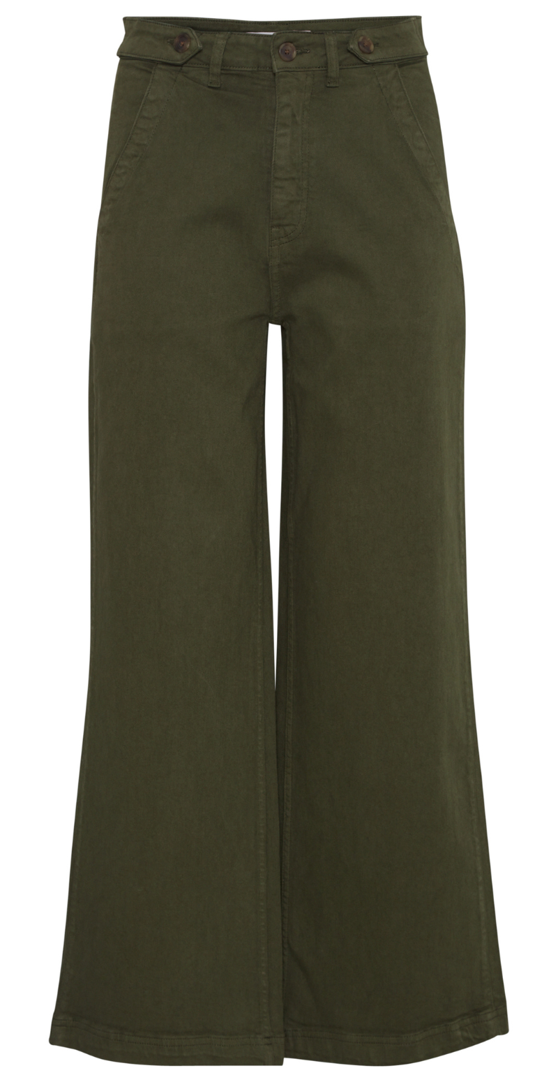 Lydia jeans med bælte stropper og knap detaljer olive night b.young
