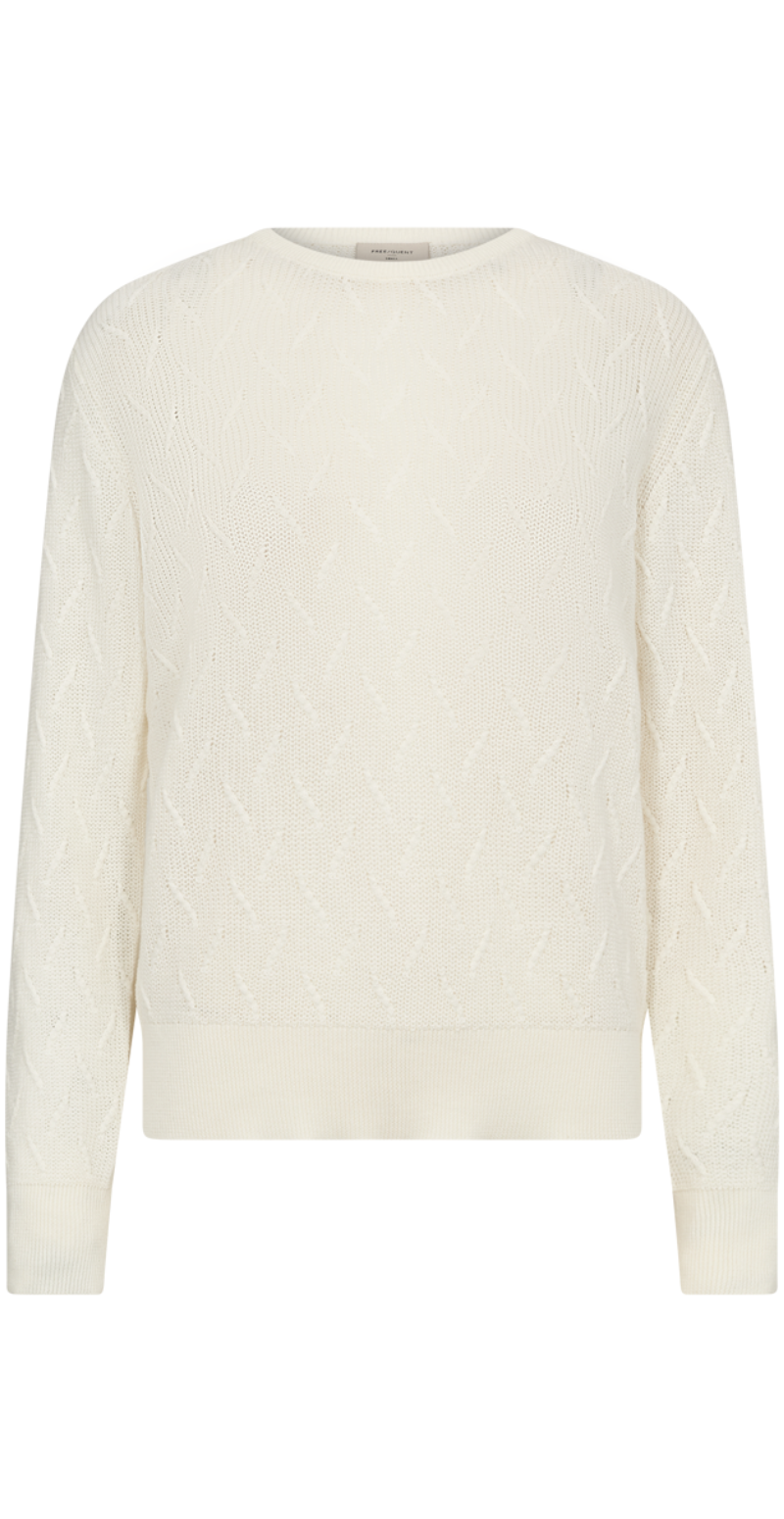 Dodo strikket pullover med mønster offwhite Freequent