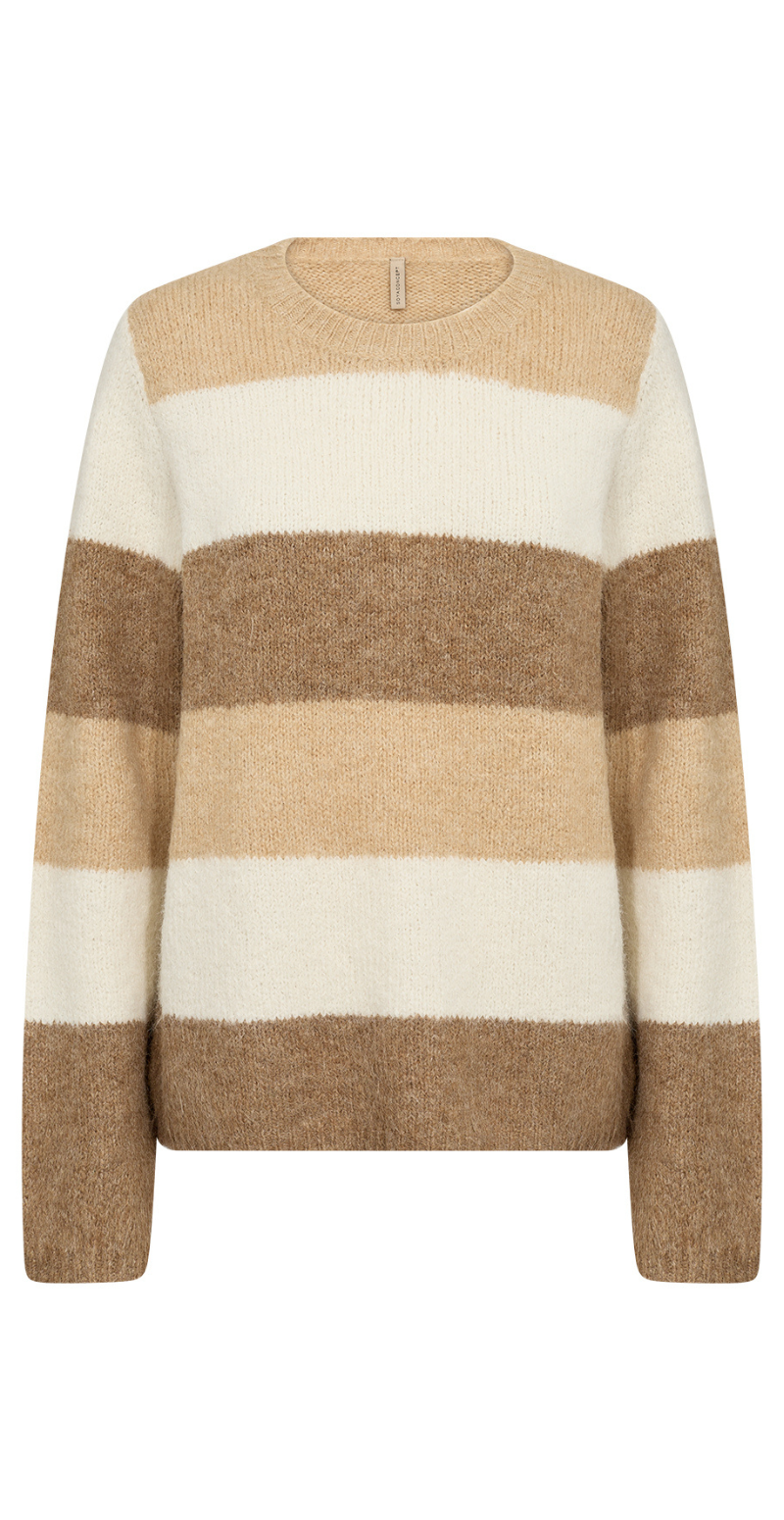 Lene Pullover med striber camel