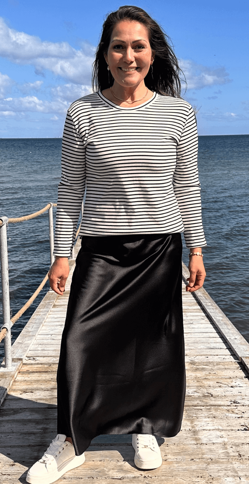 Cemille bluse med striber hvid/sort LikeLondon by Christina