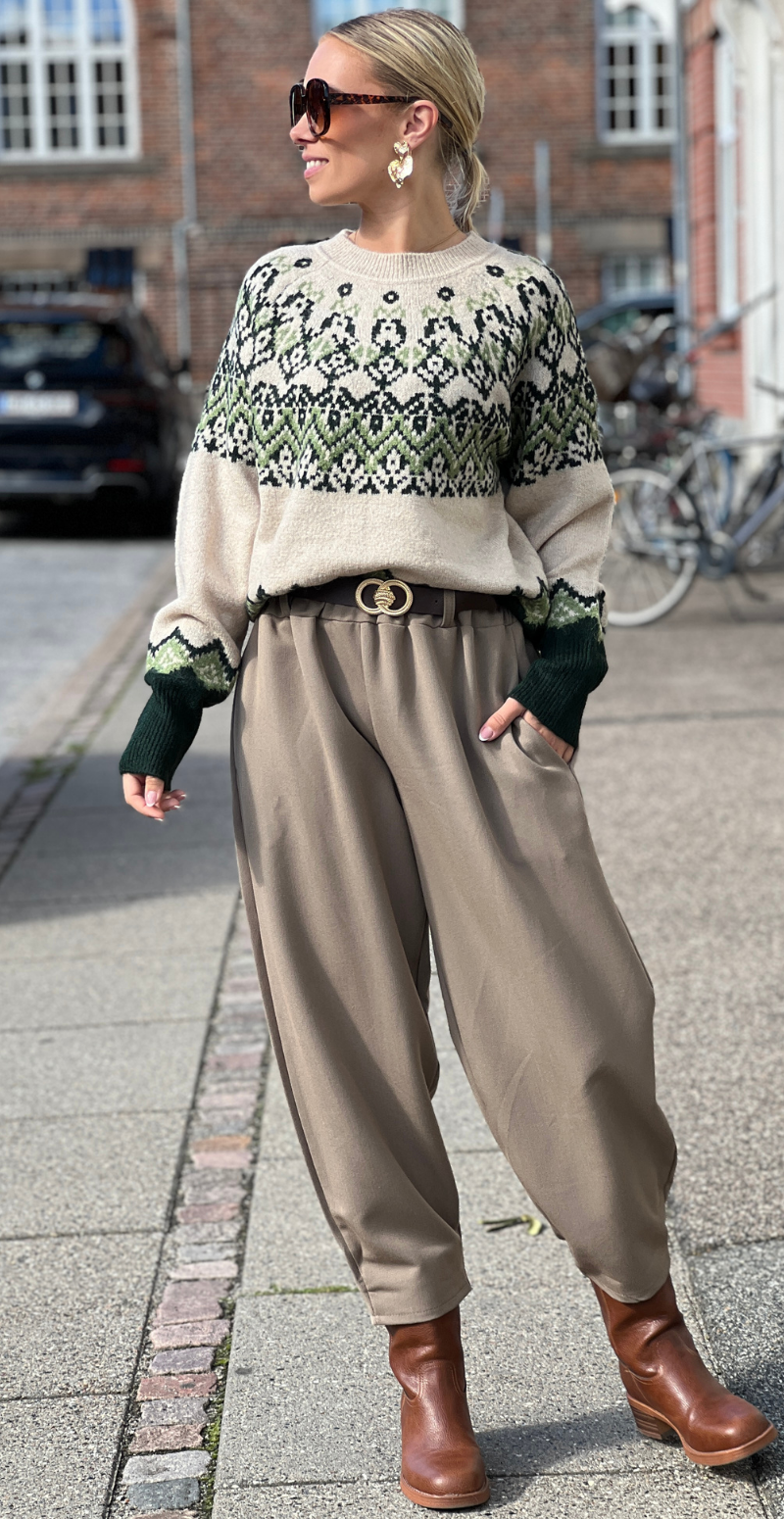 Merla pullover strik moonbeam w. deep forest Freequent