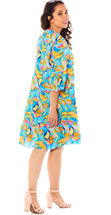 Kjole med mønster blå Likelondon