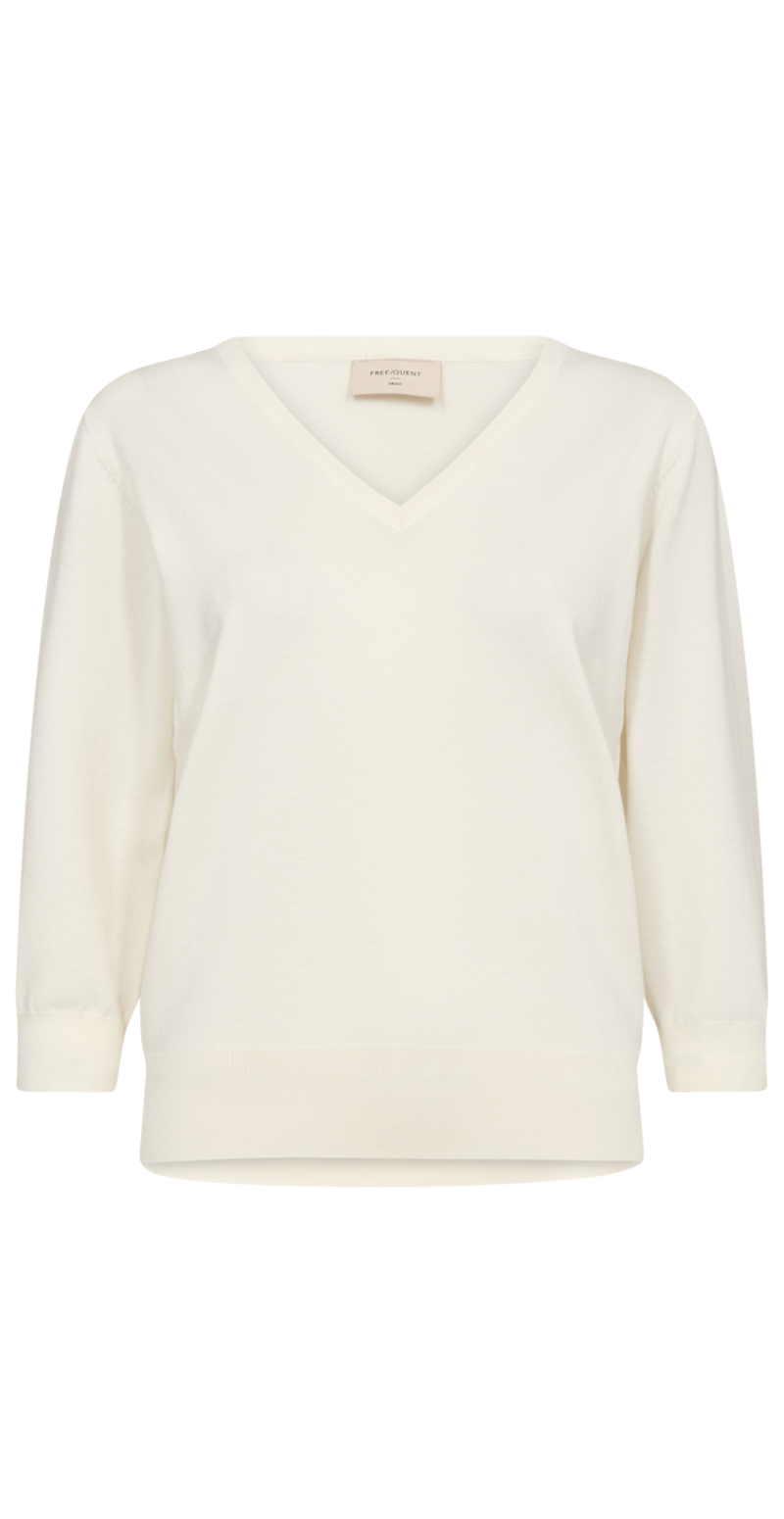 pullover med v-hals creme