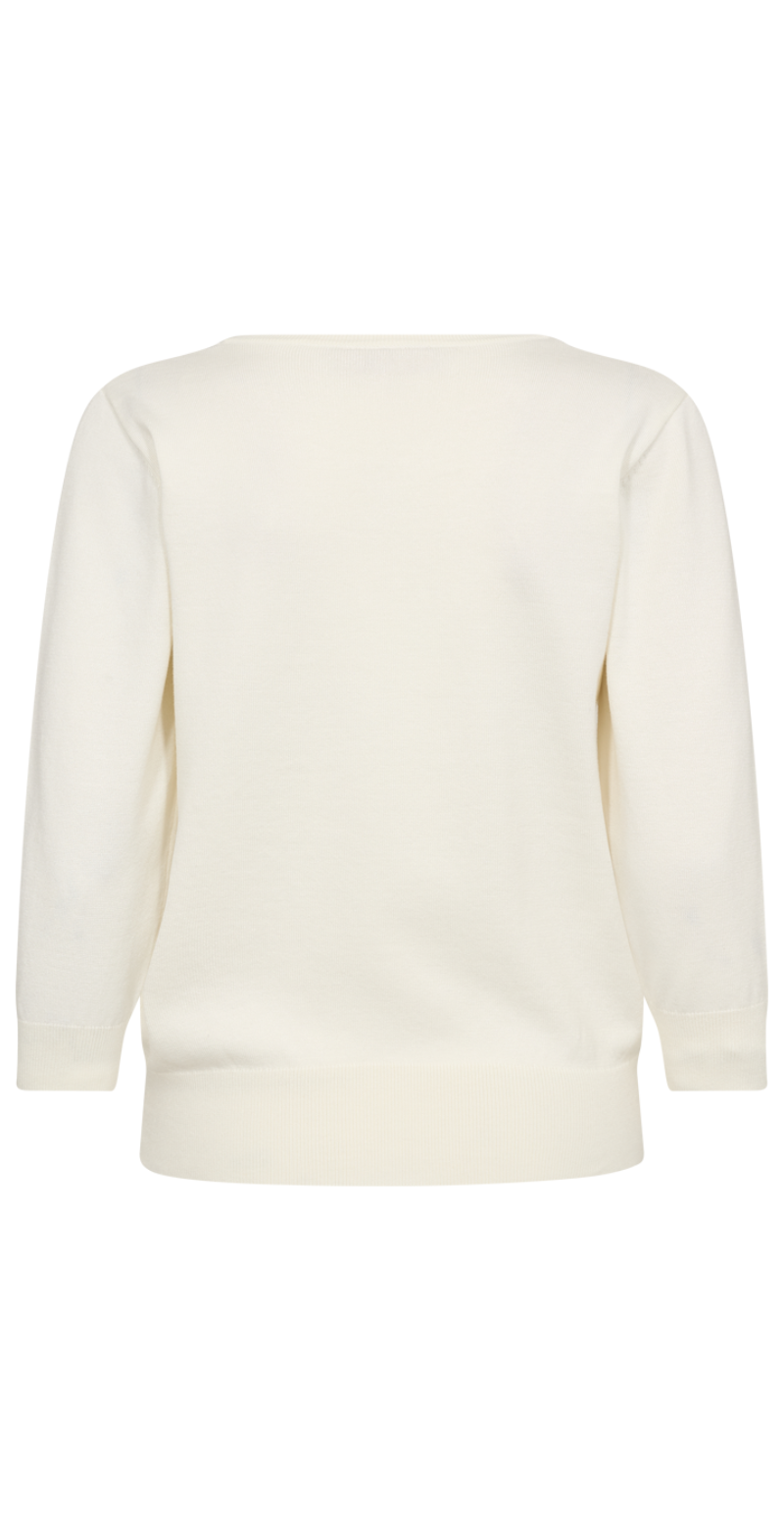 pullover med v-hals creme