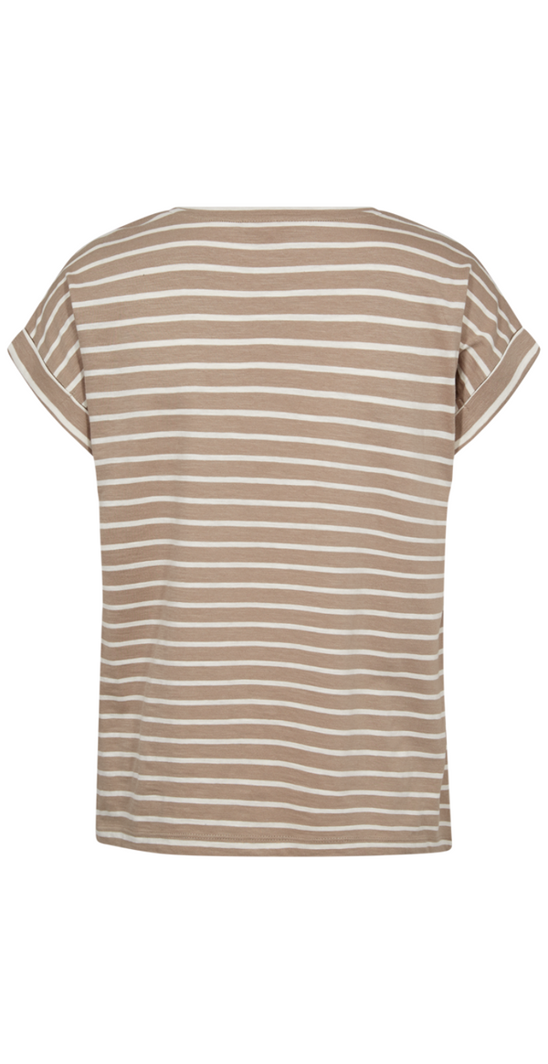 T-shirt med striber simply taupe w. tofu