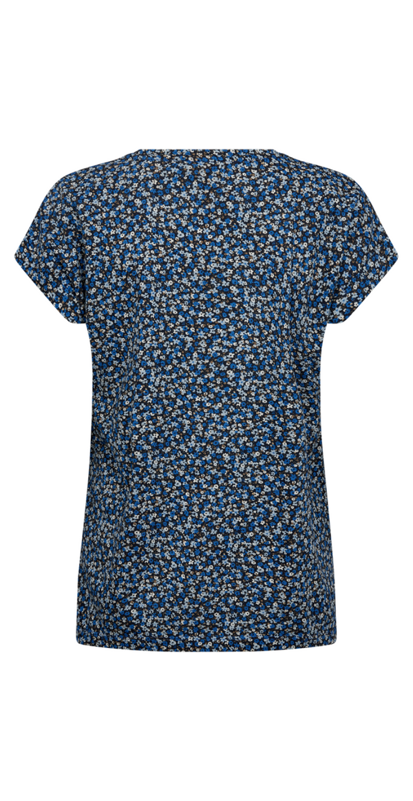 T-shirt med små blomster blå w. navy