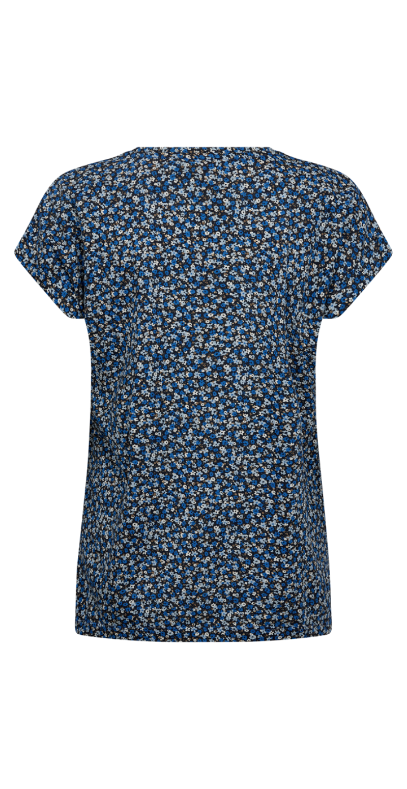 T-shirt med små blomster blå w. navy