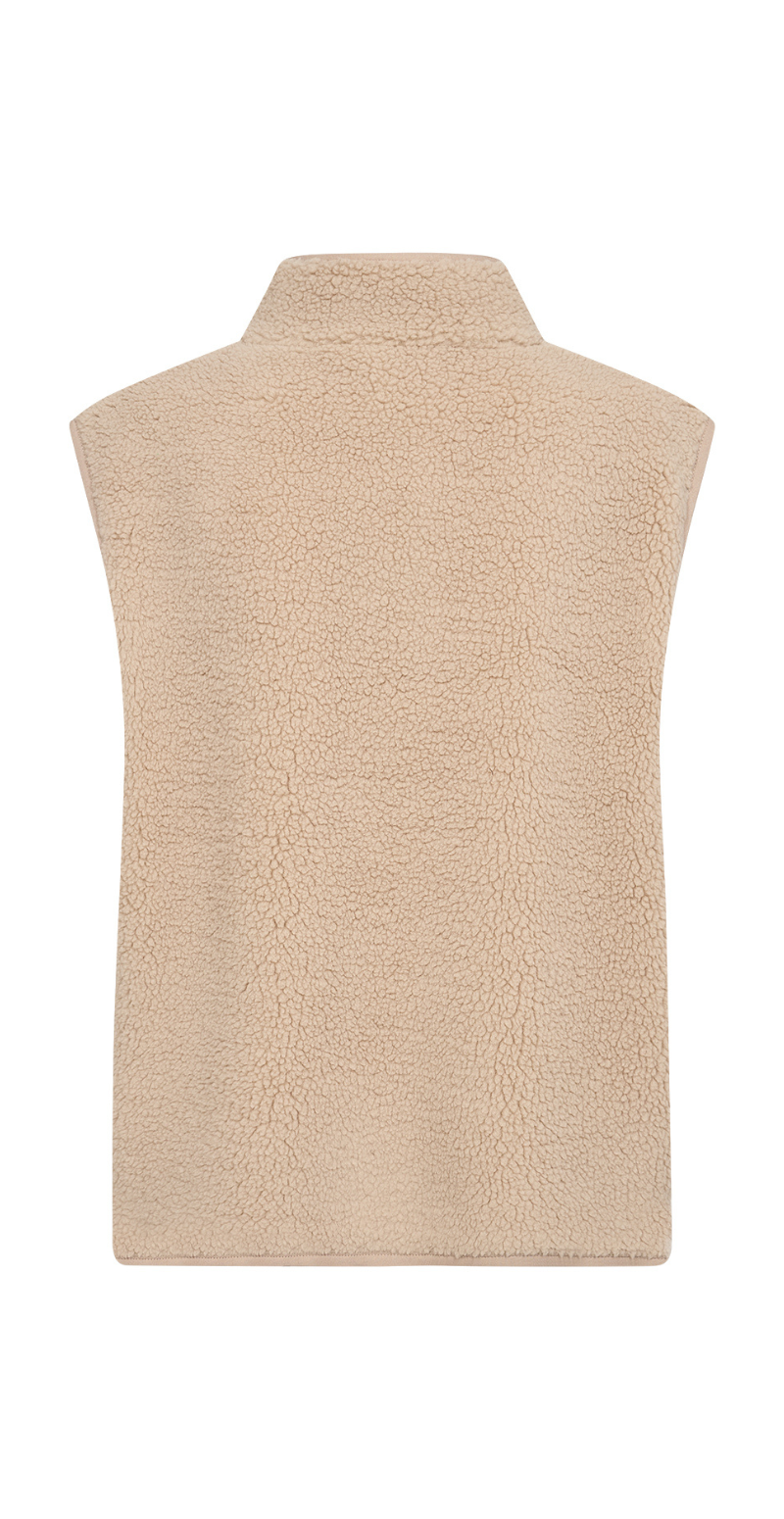 Onyx vest I teddy med brystlomme og knapper beige Soyaconcept