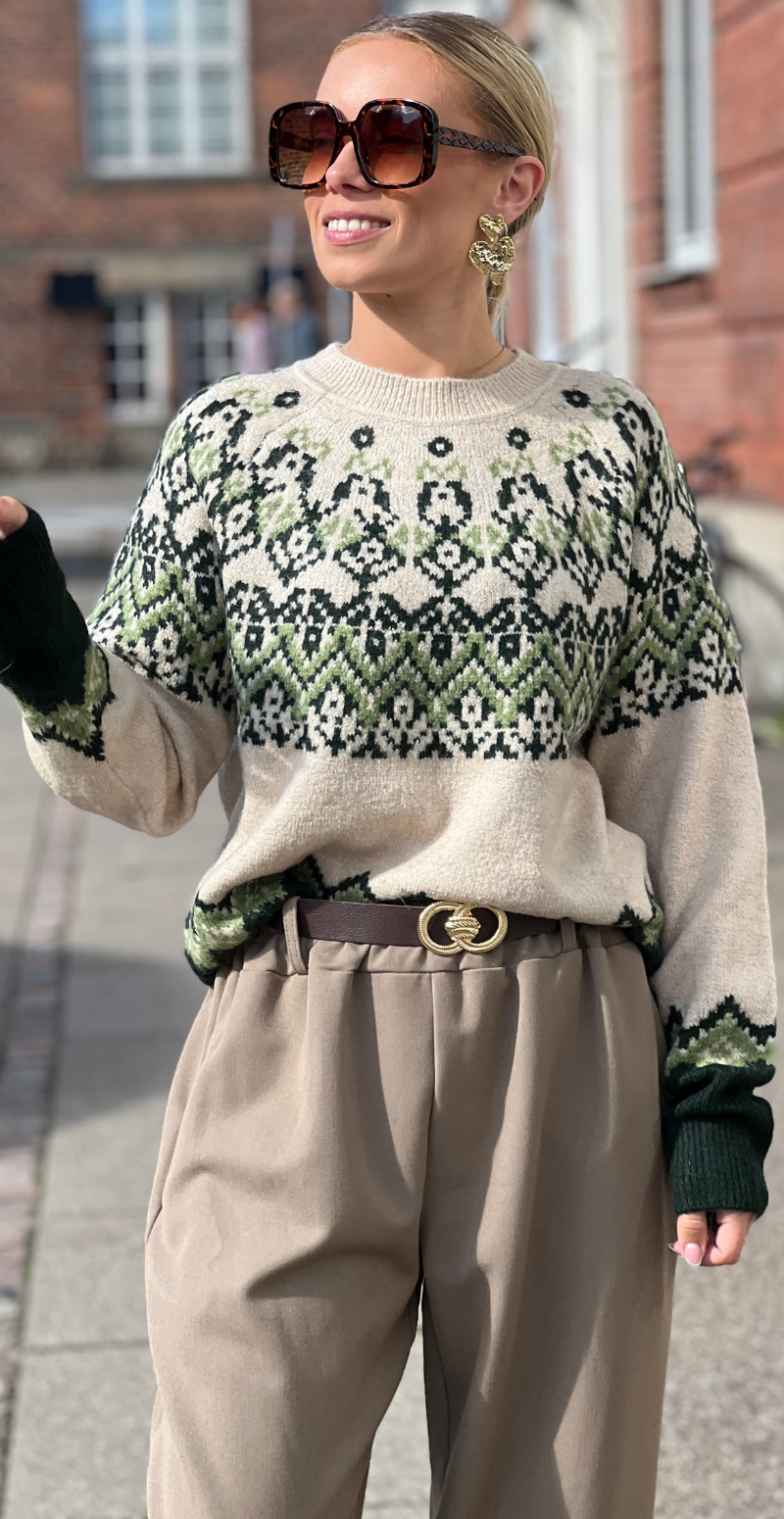 Merla pullover strik moonbeam w. deep forest Freequent
