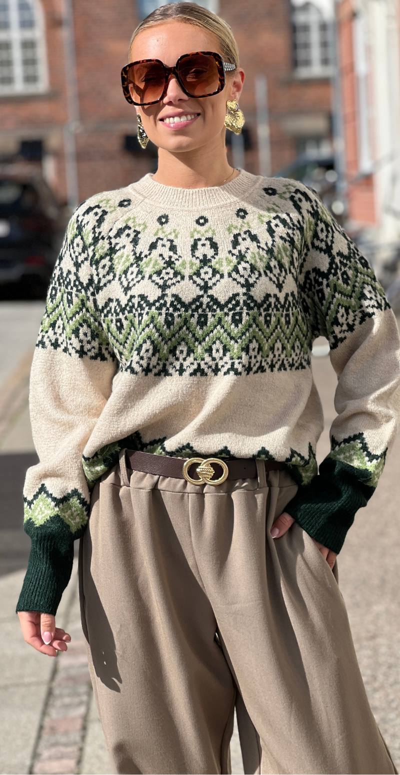 Merla pullover strik moonbeam w. deep forest Freequent