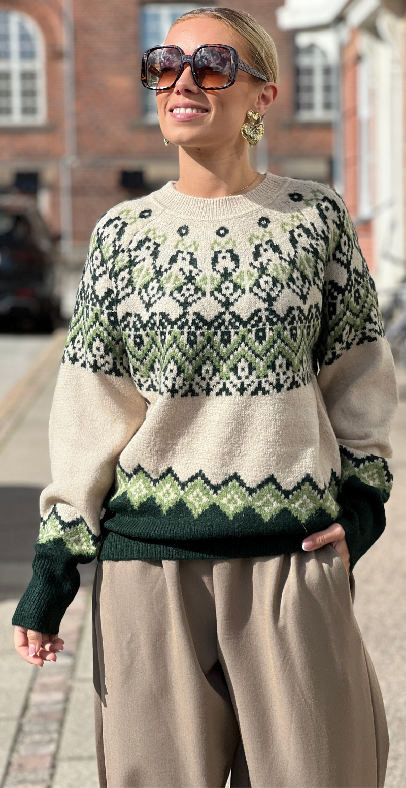 Merla pullover strik moonbeam w. deep forest Freequent