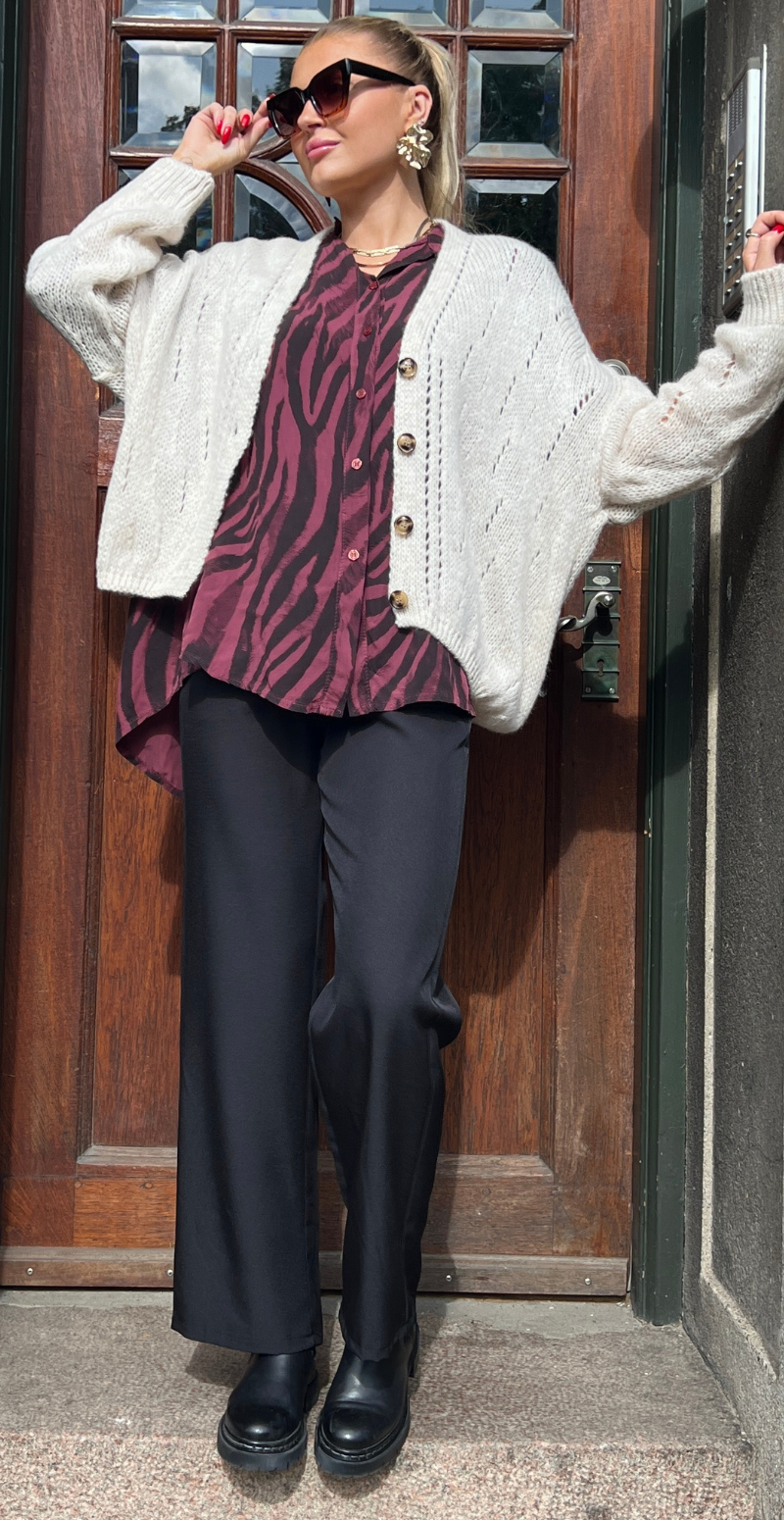 Melissa skjortebluse med zebraprint bordeaux LikeLondon