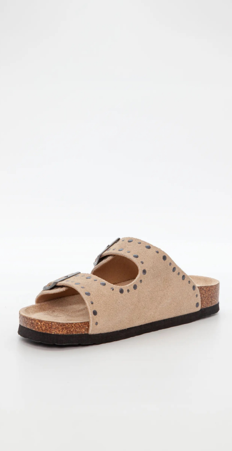 Sandal i imiteret ruskind med nitter beige Duffy