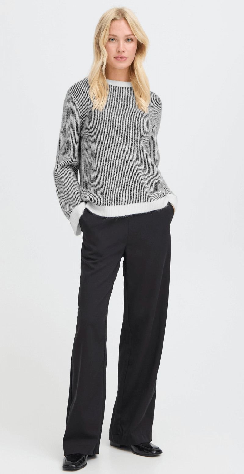 Minna jumper med striber black mix