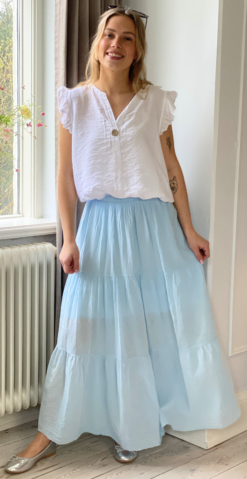 Gigi lang nederdel med peplum sky LikeLondon
