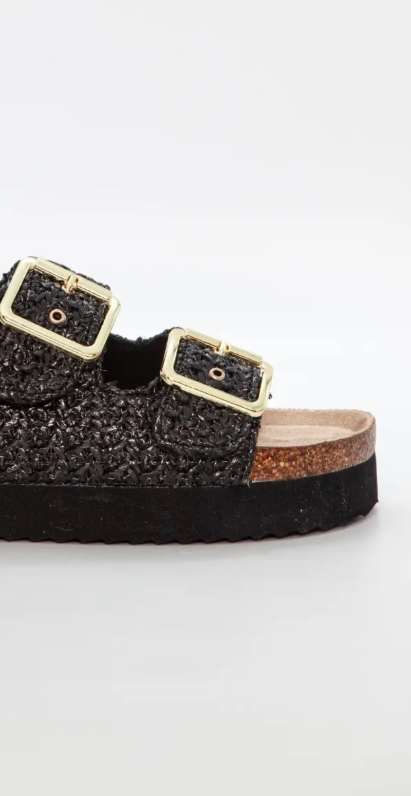 Sandal i strikket look med grov sål sort Duffy
