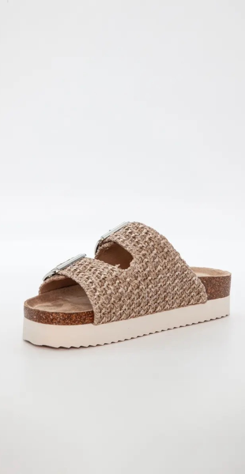 Sandal i strikket look med grov sål taupe Duffy