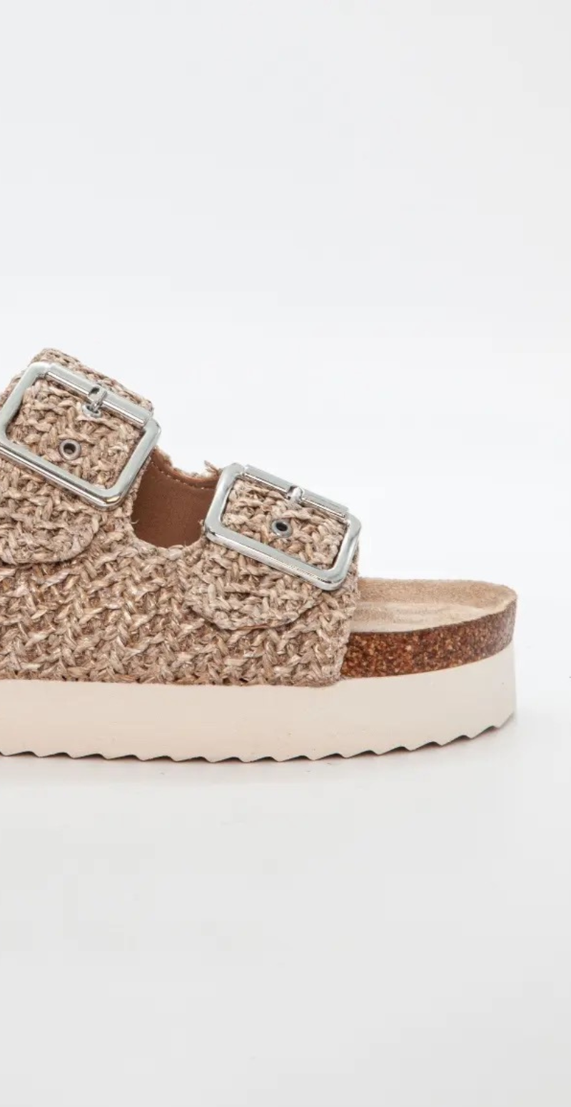 Sandal i strikket look med grov sål taupe Duffy