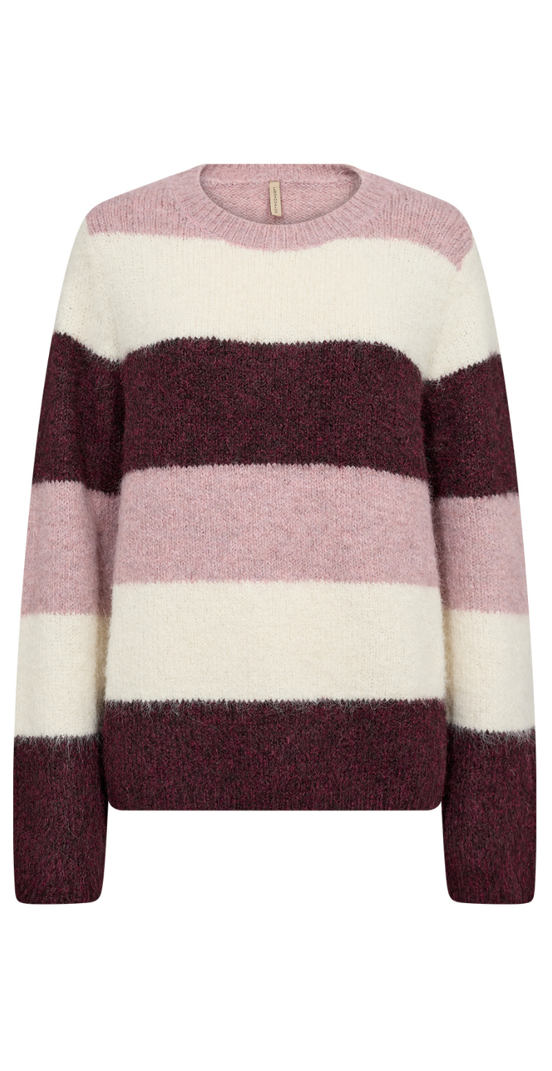 Lene Pullover med striber rosa