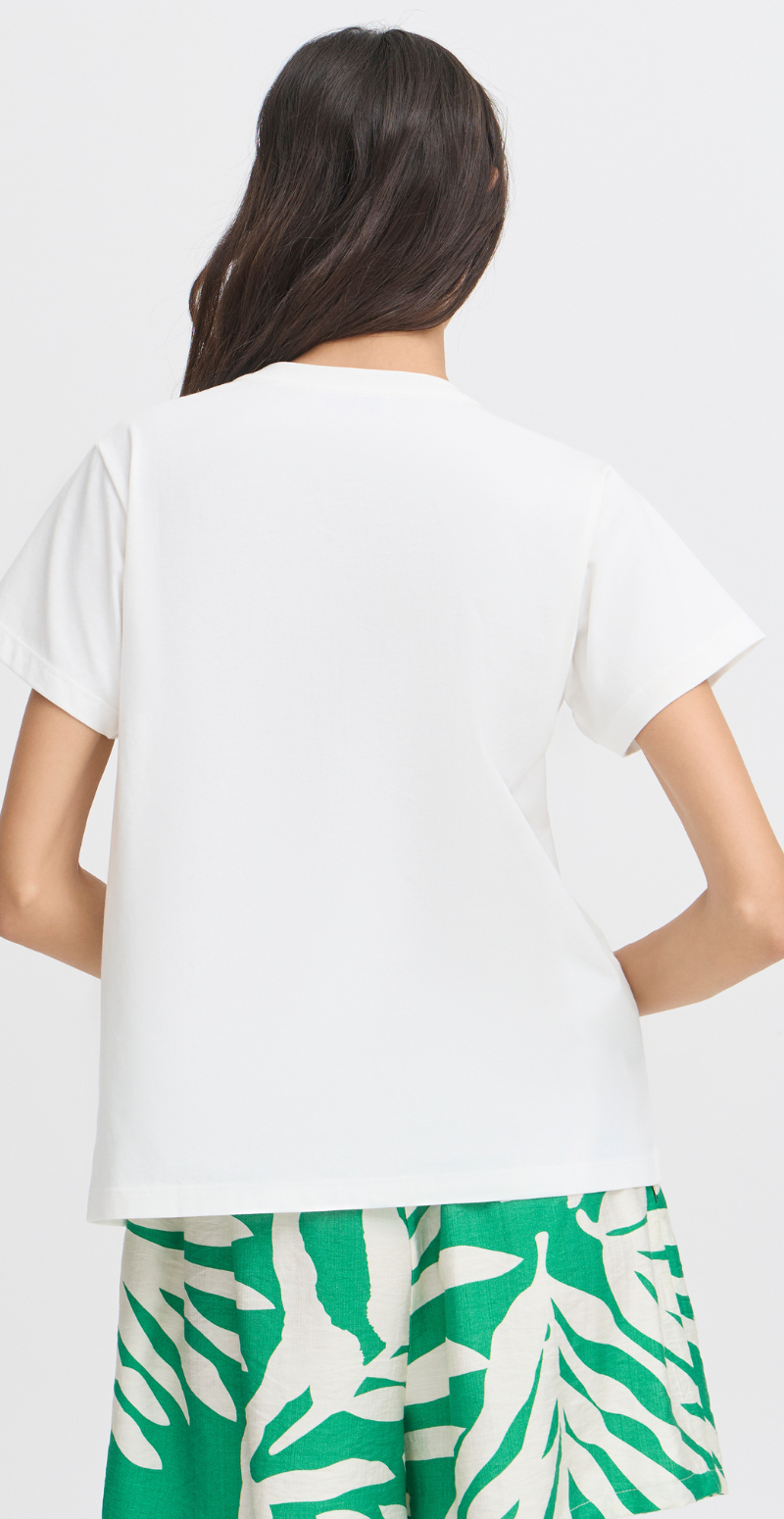 Seleste bluse med rund hals og tekst marshmallow B.young
