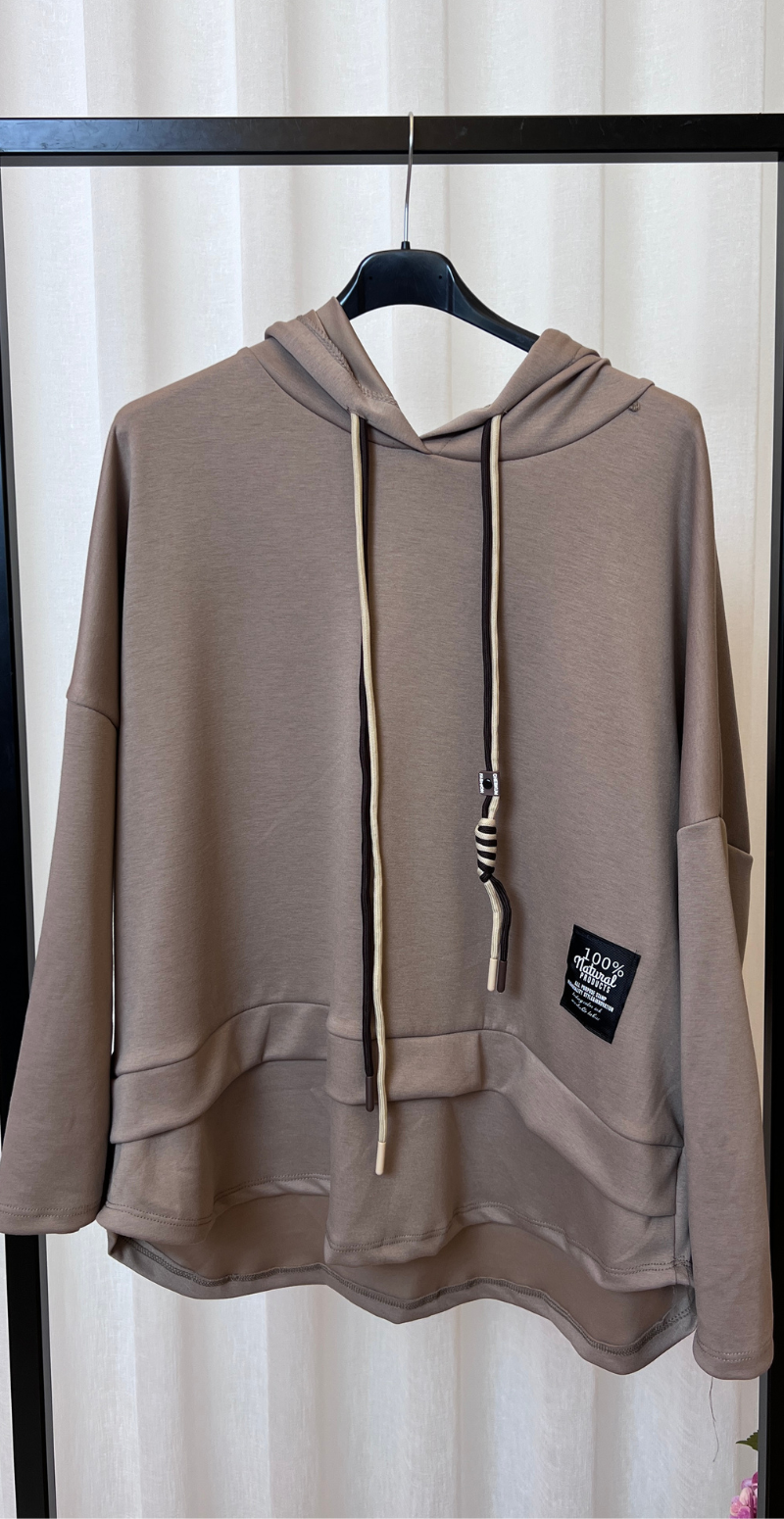 Erna sweatshirt med hætte og snøre sand LikeLondon