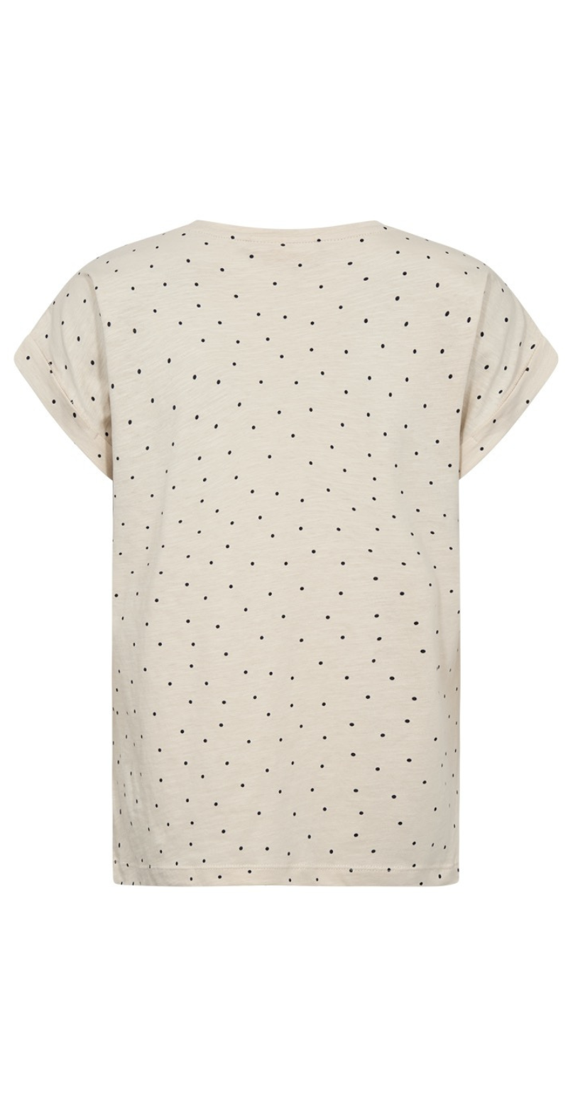 Viva T-shirt med v-hals og prikker moonbeam w. navy blazer Freequent