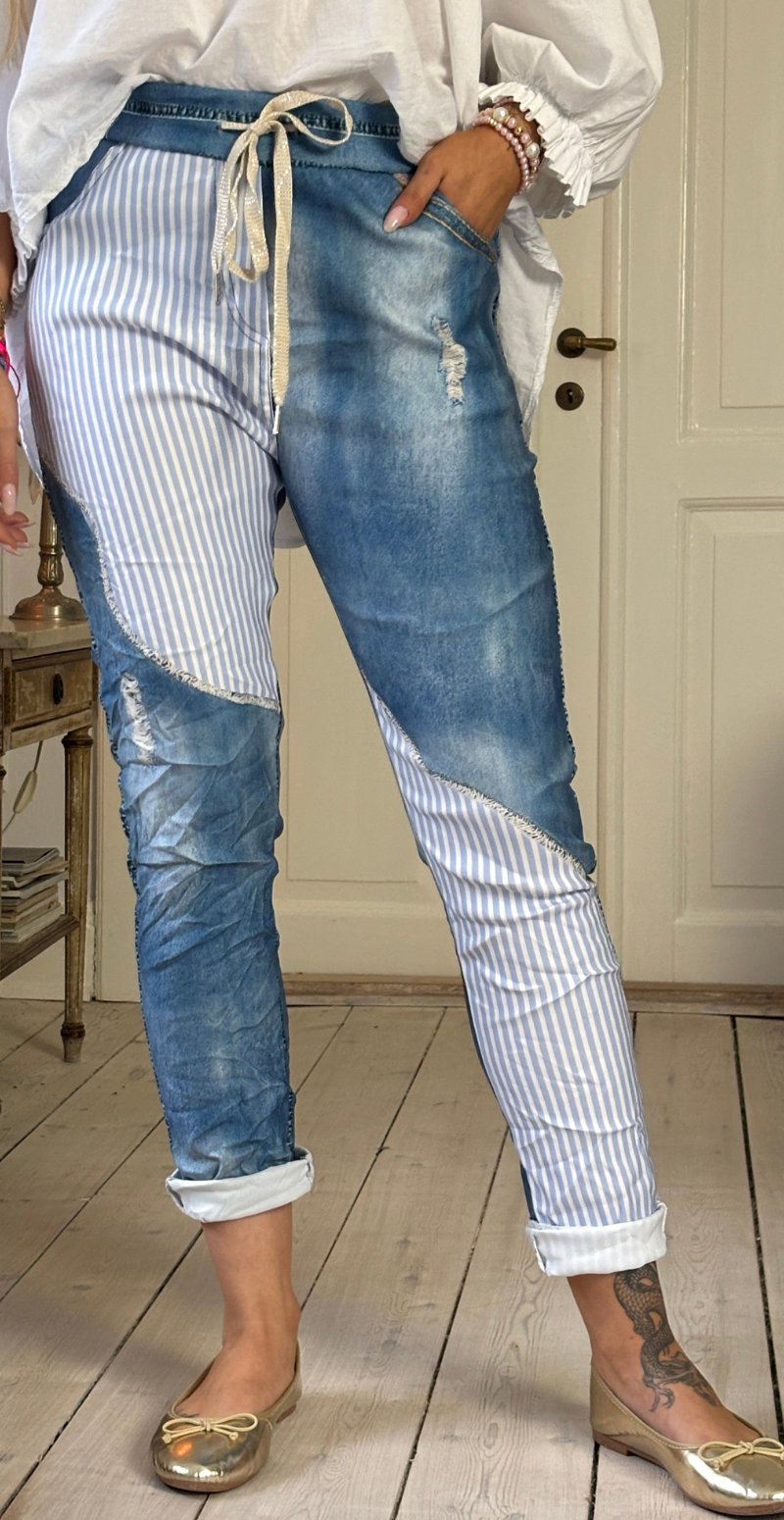 Sisse bukser med striber denim/striber LikeLondon