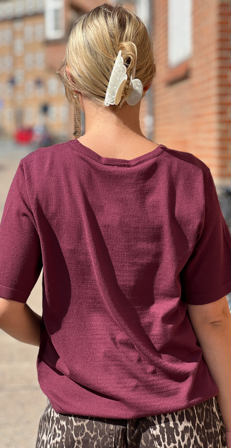 Rose pullover med korte ærmer og stræk port royale Freequent
