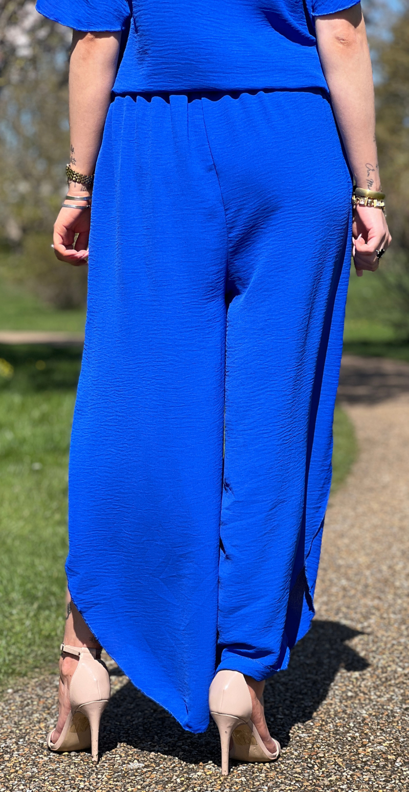 Beate bukser med åbning i siden royal blue LikeLondon
