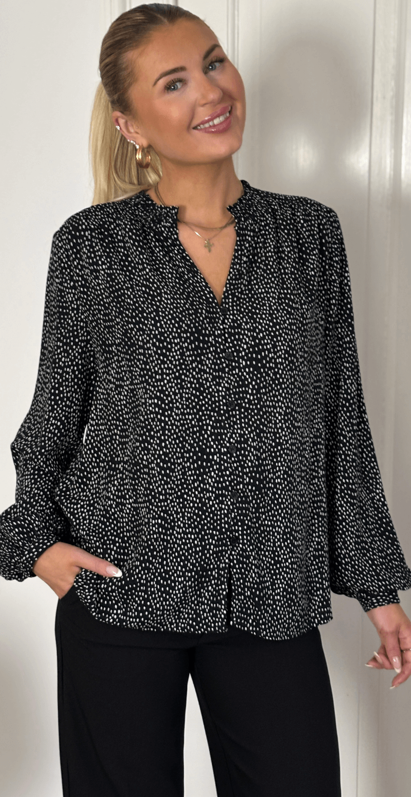 Adney bluse med prikker black w. moonbeam