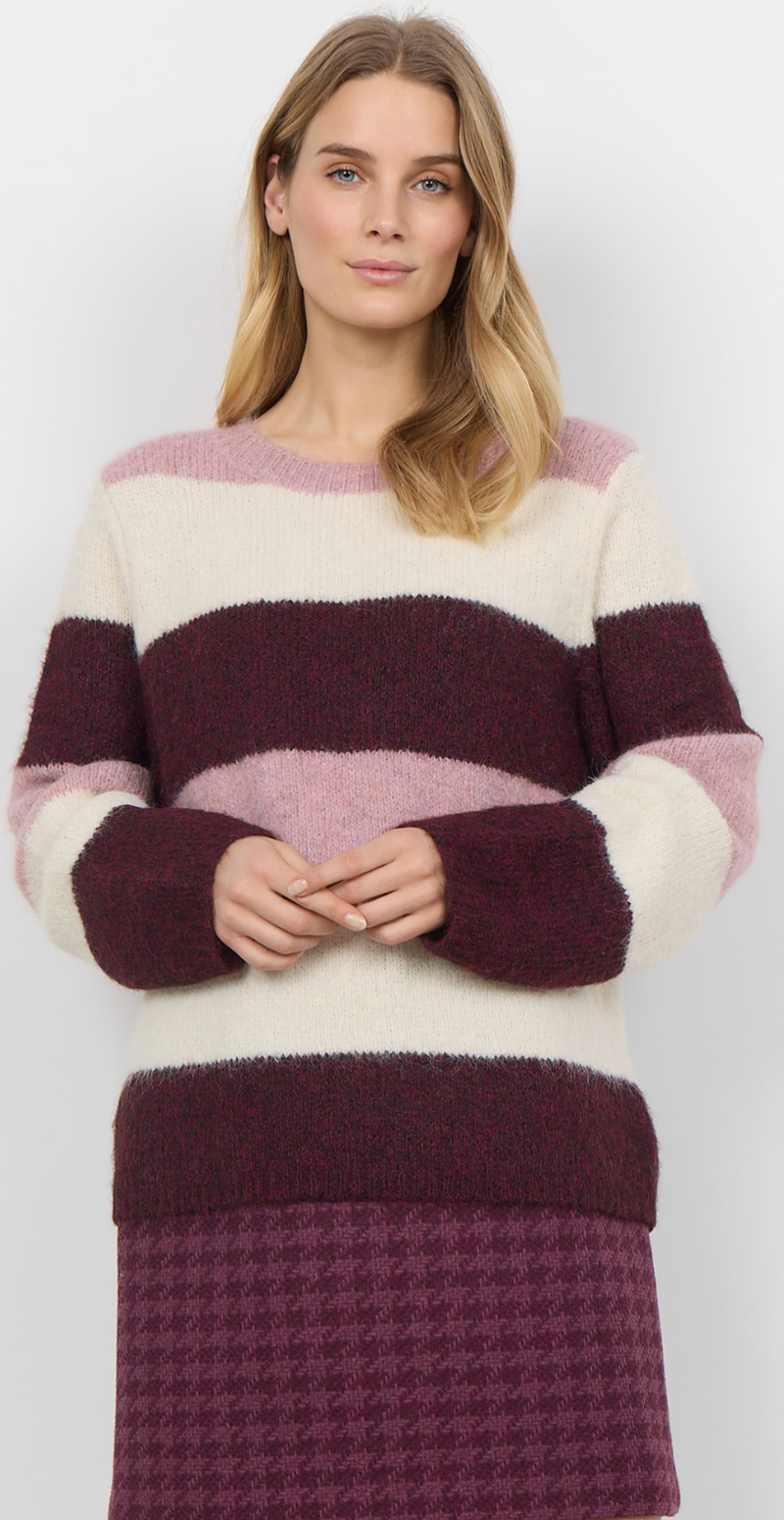 Lene Pullover med striber rosa