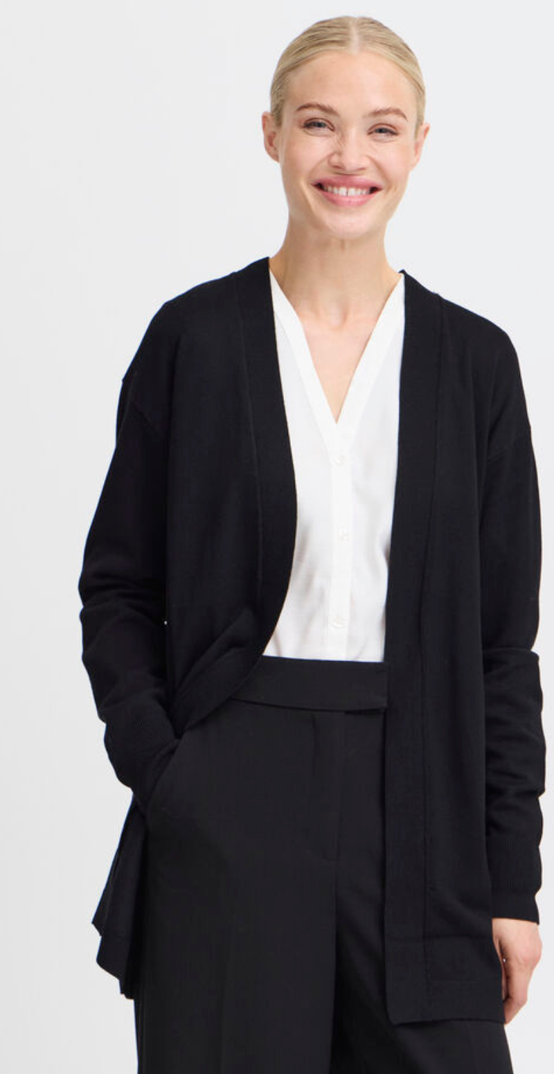 Morla lang cardigan med lange ærmer sort b.young
