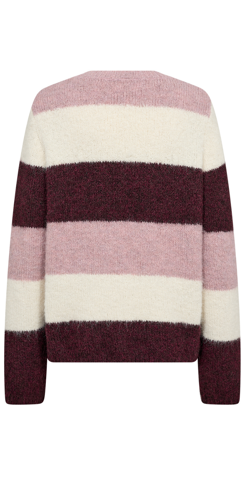 Lene Pullover med striber rosa